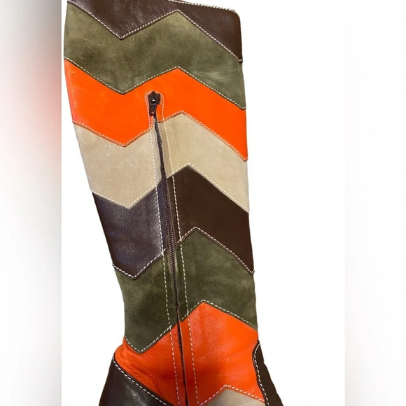 Missoni Leather Suede Chevron Zig Zag Boots - Picture 5 of 14